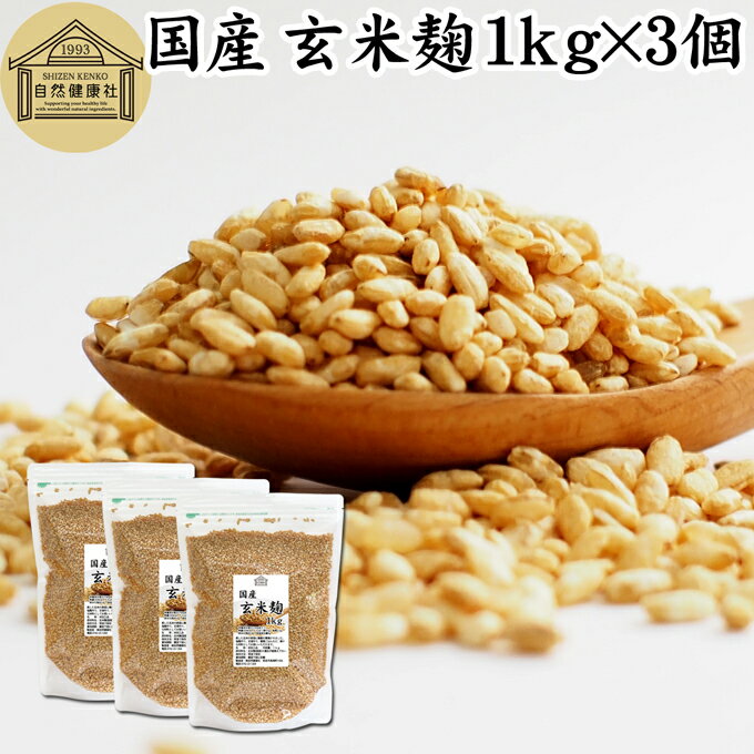 玄米麹 1kg×3個 米糀 こめこうじ 米こうじ 100％ 乾燥 無添加 国産 無塩 砂糖不使用 手作り 塩麹 甘酒 こうじ 発酵 あんこ 味噌 料理 酵素 発酵食品 友麹 共麹 麹味噌 麹漬け 作り方 麹水 糀水 飲む点滴 美容液 お試し 業務用 大容量 お得 ヴィーガン ビーガン ベジタリアン