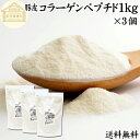 コラーゲンペプチド 1kg×3個 粉末 パウダー サプリ サプリメント コラーゲン 豚皮 由来 低分子 送料無料 100% 無添加 無着色 無香料 純粋 動物性 水溶性 たんぱく質 飲料 健康 食品 美容 スキンケア エイジングケア collagen アミノ酸 コーヒー お茶 ジュース ゼラチン スー