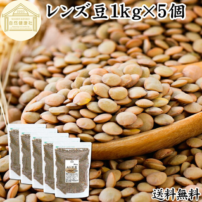 レンズ豆 1kg×5個 レンズマメ 皮付き ブラウン アメリカ産 無添加 100% 皮つき 送料無料 レンティル レンチル ヒラマメ 乾燥豆 業務用 たんぱく質 食物繊維 鉄分 亜鉛 葉酸 セレン ミネラル スーパーフード ヴィーガン ビーガン ベジタリアン マクロビオティック マクロビ