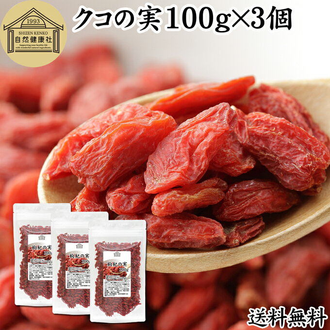 クコの実 100g×3個 くこの実 枸杞の実 枸杞子 クコシ ゴジベリー goji berry ウルフベリー くこの実茶 クコの実茶 無添加 100% 無着色 業務用 送料無料 スーパーフード ドライフルーツ スイーツ 製菓 材料 漢方 アミノ酸 βカロテン ベータカロチン ビタミン B1 B2 C E 鉄分