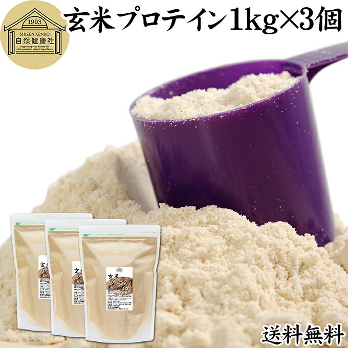 玄米プロテイン 1kg×3個 ブラウンライス 甘くない プロテイン ライス 女性 タンパク質 パウダー こども 高齢者 高校生 お試し 保存料 無添加 粉末 た...