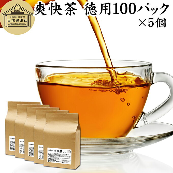 爽快茶 徳用 100パック×5個 本草茶 健康茶 ドクダミ どくだみ エビスグサ 種子 決明子 河原決明 カワラケツメイ 大豆 ウーロン茶 烏龍茶 ハトムギ はとむぎ ゴールデンキャンドル ブレンド茶 ブレンドティー お茶 健康 美容 カップ出し用 熱水 熱湯 抽出 濃厚 ティーバッグ