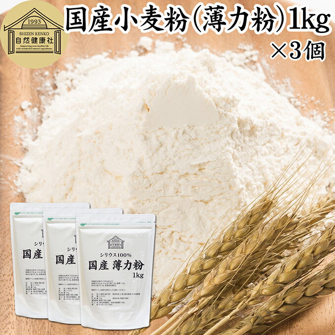 Other - 小麦粉 国産 薄力粉 1kg×3個 薄力小麦粉 菓子用 国内産 北海道産 シリウス 割合 100% 保存料 無添加 大容量 業務用 スポンジケーキ パンケーキ ホットケーキ マフィン アイシング クッキー カステラ 天ぷら 衣 製菓 製パン 焼き 菓子作り 材料 食材 自家製 ヘルシー お菓子