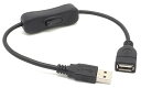 オーディオファン USB 延長ケーブル ON / OFF スイッチ付き USB-A オス - メス データ通信対応 30cm ブラック 1点