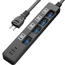 電源タップ 個別スイッチ 延長コード USBコンセント 適格請求書発行可 Type-C 1ポート USB-A 2ポート 差込口 4口 ほこり防止シャッター 雷ガ...