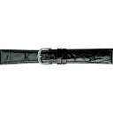 BAMBI(バンビ) 時計 バンド ワニ皮(カイマン・シャイニング) 抗菌防臭加工 撥水 17mm ブラック 美錠 シルバー BWB129AO