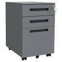 家具のAKIRA デスクワゴン キャスター付き 3段 幅39cm 奥行50cm 高さ60cm グレー BW4-3LP-FGY