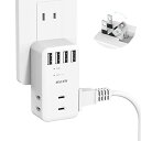 Mscien コンセント タップ usb 電源タップ USB 雷ガード コンセント 3個AC口4個USBポート たこあしコンセント 直挿しタップ oaタップ 分...