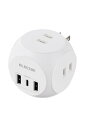 エレコム 電源タップ 球体型 USB付き AC×3 Type-C×1 USB-A×2 20W USB PD対応 スイングプラグ ほこり防止シャッター 熱硬化性樹...