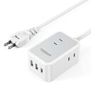 延長コード 2m 電源タップ usb コンセントタップ TESSAN 3個AC口 1タイプC 2タイプA タコ足配線 電源コード マルチ スイングプラグ oa ...