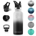 Eliciya 水筒 500ml 真空断熱 保温保冷 ストロー付き 広口 炭酸対応 ステンレス製 軽量デザイン 滑り止め塗装 長時間保冷 高密封性 漏れ防止 取...