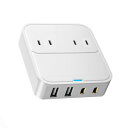 VHBW USB-C USB-C付き コンセント 2個USB-Aポート 2個Type-Cポート 蛸足コンセント USB充電器 USB タップ 雷ガード付 小型軽...