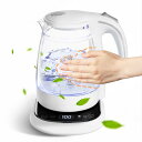 電気ケトル ガラス 温度調節 1.0L DAZOPAGE 8段階 異臭なし 二重構造 火傷防止 24H 保温 湯沸かし ケトル デジタルディスプレイ 空焚き防止...