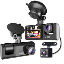 Restars ドライブレコーダー 3カメラ 1080P 小型ドラレコ 車用 360度 フルHD画質 170度超広角 全方位保護 Gセンサー搭載 3カメラ同時録...