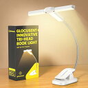 Glocusent 3灯式 ブックライト 読書灯 3段階色&5段階明るさ調節 無段階調光調色 1000mAh 充電式読書ライト 30分タイマー付き 10〜100...
