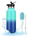 保冷 水筒 500ml 子供 ストロー 食洗機対応 ボトル 直飲み ワンタッチ ステンレスボトル SUS316 真空断熱 魔法瓶 漏れ防止 山登り スポーツ 飲...