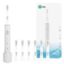 infly P60 電動歯ブラシ 替えブラシ6本セット 音波式 キャップ付き 2つのモード 静音 防水 IPX7 デュポンブラシ 柔らかめ タイマー機能 充電式 大容量バッテリー グレー