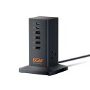 usb コンセント急速充電器 65W 電源タップ タワー usb c付き 充電ドック ステーション 延長コード 2m AC差込口 3口 type-c 2ポート ...