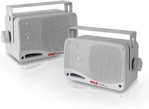 【Pyle 3WAY完全防水型・Bluetooth内蔵ウォールマウントスピーカー(2個セット)8.9cm 壁・天井面取り付け型】 最大出力200W 定格出力100W 4オーム 波数応答: 70-21KHz 取り外し可能な防錆性メッシュ