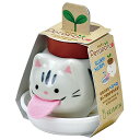 聖新陶芸 通年 家庭菜園 簡単 栽培キット ゆったり育てる バジル ハーブ 栽培セット ( 自由研究 / 食育 ) 鉢約7×8cm ぺロポンキャッツ サバトラ ...