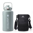 SANTECO 真空断熱 水筒 大容量 保冷 保温 1900ML ステンレスボトル ストロー付き 直飲み スポーツドリンク対応 広口 カバー付き アッシュブル(3)