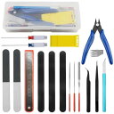 オーディオファン 模型入門工具セット 19点 収納ケース付き 薄刃ニッパー ファイル ドライバー 精密ピンセット付き クラフトツール 入門用ツールセット 初心者向き モデルツール DIY 製作