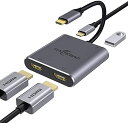 USB C HDMI 変換アダプター,デュアル HDMI,4-in-1Type C to HDMI アダプタ,4K@60Hz2つHDMI+USB-A+USB-C...