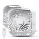 TOPK【2個セット】USB接続式ミニ卓上扇風機 無刷モーター搭載 3段階風量調整 静音&省エネ 角度調節可能 小型 オフィス・家庭用 ギフト対応