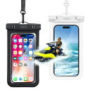 【新設計・2枚セット】 スマホ 防水ケース IPX8 完全防水スマホケース 首かけ 両用 指紋認証/顔認証対応 タッチ可能 ストラップ付き iPhone/And...