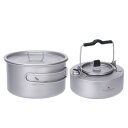 Boundless Voyage チタンクッカー 1200ml/700ml アウトドア鍋 ケトル 2点セット スタッキング可能 キャンピング ソロキャンプ 登山鍋 軽量 コンパクト キャンプクッカーセット コッヘル 調理器具 収