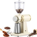 Huanyu コーヒーミル 電動 コーヒーグラインダー 粒度8段調整 コーヒー豆 225g大容量 200Wハイパワー 静電気飛散防止 豆挽き 粉末 110V/60Hz日本適用 家庭用 業務用 ステンレス綱製受缶 掃除ブラシ