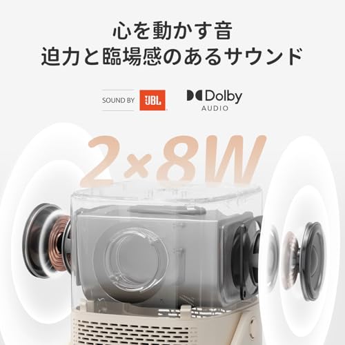 Yaber T2 プロジェクター モバイルプロジェクター 8W*2 JBLスピーカー ドルビーサウンド対応 フルHD 450ANSIルーメン 完全密閉防塵 自動障害物回避/垂直・水平台形補正/フォーカス調整/スクリーン