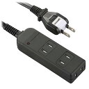 オーム電機 雷ガード付安全タップ(3個口/コード長1m/ホコリシャッター/フリープラグ/ブラック) HS-TK31SFK-22