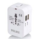 VELIKE 海外 変換プラグ コンセント 海外用電源プラグ マルチ変換プラグ 2USBポート 全世界対応 変換器 海外旅行用充電器 A/O/BF/Cタイプ マルチアダプター 200ヶ国以上通用 Universal Travel Adapter 経