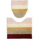 ふんわりとした肌触り トイレマット フタカバー 2点セット 50×60cm ピンク シンプルなボーダーデザイン ファブリック 洗濯OK 滑り止め加工 エンヴェー...