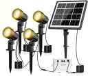MEIKEE 【2025年改良】ソーラー ガーデンライト スポットライト 電球色 led 屋外 分離式 自動点灯 消灯 IP66防水 3000K 800LM 4灯 庭園照明 防犯対策 景色照明 アウトドア 玄関先 庭 車道 芝生 防水 防