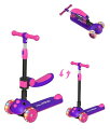 キックスクーター 子供用 キックボード RideVOLO 2way三輪車 三段階高さ調整 62/74/81cm 光るLEDタイヤ 折り畳み式 シート高さ調節可能...