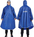 QIAN レインコート レインポンチョ 男女兼用 メンズ レディース 自転車 原付に はっ水雨具 軽量 通学 通勤 防汚 防風 収納袋付き (サファイア色)