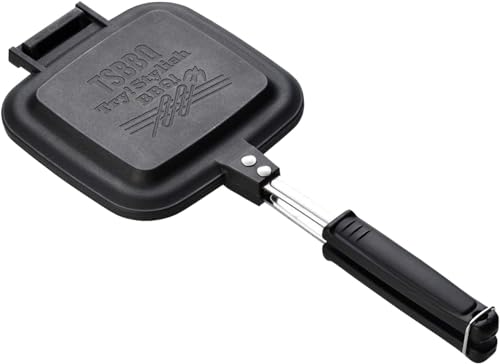 楽天HappyLifeAcademia【燕三条製】 TSBBQ ホットサンドメーカー TSBBQ-004 パンの耳がくっついて中身が出ない！ おしゃれなロゴの焼印！ 分離するのでフライパンになるし洗いやすい！ TV・ホットサンド倶楽部で紹