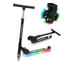フラッシュマグライダー2 LED キックボード 2輪 光るタイヤ 持ち運び 折り畳み式 耐荷重60kg 3段階高さ調整 ハンドル調節 全面滑り止め (ブラック/...