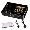 HDMI切替器 3入力1出力 4Kx2K 1080p/3D対応 金メッキコネクタ搭載 HDMI分配器 リモコン付き 手動切替 USB給電ケーブル Chromec...