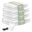 Vacbird 布団圧縮袋 掃除機不要 衣類圧縮袋 8枚セット 電動ポンプ付き 100×80cm 2枚/80×60cm 2枚/70×50cm 2枚/60×40c...
