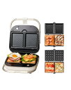 SOLEMOOD ホットサンドメーカー 耳まで焼ける 電気 ワッフルメーカー 着脱式 コンパクト マルチサンドイッチ 厚焼 ダブル 両面 プレート2種類 ホット...