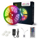 LEDテープライト RGBテープ SMD5050 5m 300LED 44キーリモコン LEDテープ ストリップライト ledライト DIY 防水防塵 両面テー...