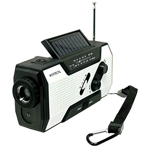 WINTECH 防災用 防滴手回し充電 FM/AMポータブルラジオ KDR-201WP LEDライト