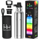 Kkapping 水筒 750ml 直飲み BPAフリー ステンレス スポーツボトル 保温保冷対応 スポーツボトル 2重構造 カバー、2種類の蓋付き 漏れない ...