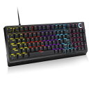 ゲーミングキーボード 赤軸 98 キー メカニカル LED バックライト付き ワード発光 USB 有線 高速応答 数字キー付き 音量調整ノブ オフィス/ゲーミン...