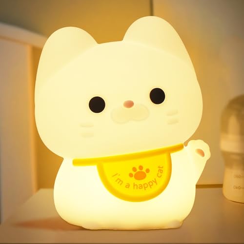 かわいい猫デザイン ナイトライト Attivolife ソフトシリコン製 動物型タッチライト 調光機能付き USB充電式 20分タイマー付き ポータブル コントロール保育園や授乳時にな安全素材 間接照明