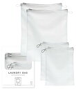 YY Hjem 洗濯ネット 大 中 ループとカラーで家事時短 ロック付きファスナー 【30×40cm 2枚 & 40×50cm 2枚】 (ホワイト 4枚セット)