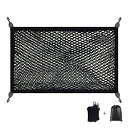 PGMARO 車用 ラゲージネット80cm *60cm 2層 ネット完全弾力 荷物落下防止 収納袋 付き 強力ネット固定フック SUV アルファード ヴェルファ...